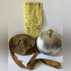 Vintage 1950s PALCO Canteen 2 QUART-er w/ Army Green Pouch Instruction Manual